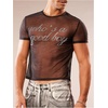 image:imageGORGLITTER Mens Y2k Sheer Mesh Glitter Short Sleeve Going Out Crop TopsBlack