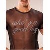 image:imageGORGLITTER Mens Y2k Sheer Mesh Glitter Short Sleeve Going Out Crop TopsBlack