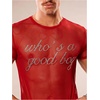 image:imageGORGLITTER Mens Y2k Sheer Mesh Glitter Short Sleeve Going Out Crop TopsRed