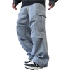 image:imageGORGLITTER Mens Baggy Cargo Sweatpants Oversized Sweat Pants Fall OutfitsLight Grey