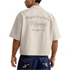 image:imageGORGLITTER Mens Button Up Cropped Shirt Boxy Short Sleeve Streetwear TopsApricotletter