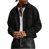 image:imageGORGLITTER Mens Cropped Shirt Button Up Long Sleeve Boxy Streetwear TopsBlack