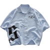 image:imageGORGLITTER Mens Cropped Shirt Striped Button Up Boxy Crop Top StreetwearBlack and Blue
