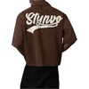 image:imageGORGLITTER Mens Embroidered Striped Letter Boxy Cropped Button Up ShirtsCoffee Brown