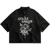 image:imageGORGLITTER Mens Graphic Button Up Cropped Shirt Short Sleeve Boxy Crop TopBlack