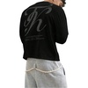 image:imageGORGLITTER Mens Graphic Tees Streetwear Long Sleeve Oversized Crop T ShirtBlack