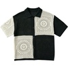 image:imageGORGLITTER Mens Knit Shirts Short Sleeve Button Up Crochet ShirtBlack