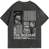 image:imageGORGLITTER Mens Letter Graphic Tee Round Neck Short Sleeve Loose TShirtBlack Bleached
