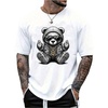 image:imageGORGLITTER Mens Tops Bear Print Short Sleeve Oversized Casual Summer ShirtWhite Graphic