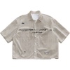 image:imageGORGLITTER Mens Y2K Striped Cropped Shirts Short Sleeve Button Up Crop TopKhaki