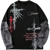 image:imageGORGLITTER Mens Y2k Goth Shirt Graphic Oversized Long Sleeve StreetwearBlack 2 in 1