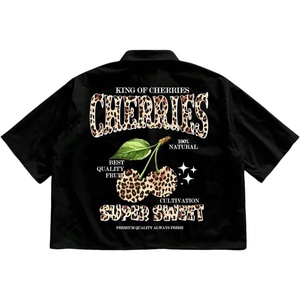 image:imageGORGLITTER Mens Cropped T Shirt Crop Tops Button Up Boxy Graphic Y2k TeesBlack Cherry Graphic