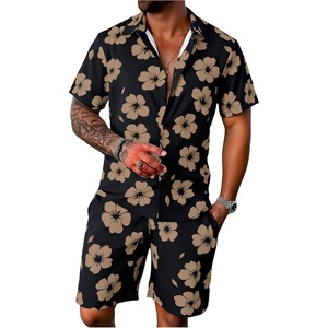 image:imageGORGLITTER Mens Cruise Rave Vacation Matching Outfits 2 Piece Short SetsBlack Floral Summer