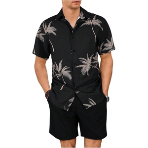image:imageGORGLITTER Mens Cruise Rave Vacation Matching Outfits 2 Piece Short SetsBlack Tropical