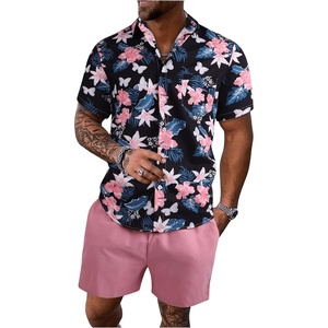 image:imageGORGLITTER Mens Cruise Rave Vacation Matching Outfits 2 Piece Short SetsBlack and Pink Floral