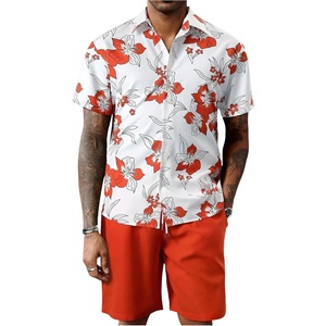image:imageGORGLITTER Mens Cruise Rave Vacation Matching Outfits 2 Piece Short SetsOrange and White