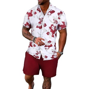 image:imageGORGLITTER Mens Cruise Rave Vacation Matching Outfits 2 Piece Short SetsRed and White