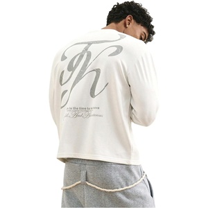image:imageGORGLITTER Mens Graphic Tees Streetwear Long Sleeve Oversized Crop T ShirtWhite