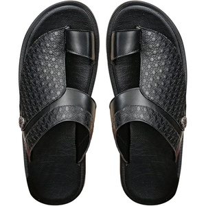 image:imageGORGLITTER Mens Leather Sandals Beach Open Toe Slippers Strap Slide ShoesBlack