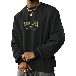 image:imageGORGLITTER Mens Letter Graphic Crewneck Sweatshirt Vintage Long Sleeve Oversized Pullover TopsBlack