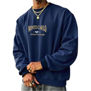image:imageGORGLITTER Mens Letter Graphic Crewneck Sweatshirt Vintage Long Sleeve Oversized Pullover TopsBlue