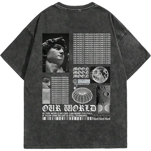 image:imageGORGLITTER Mens Letter Graphic Tee Round Neck Short Sleeve Loose TShirtBlack Bleached