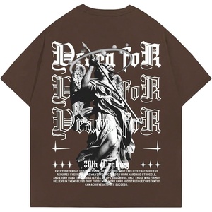 image:imageGORGLITTER Mens Letter Graphic Tee Round Neck Short Sleeve Loose TShirtChocolate Brown Slogan  Figure