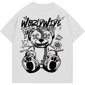 image:imageGORGLITTER Mens Letter Graphic Tee Round Neck Short Sleeve Loose TShirtWhite Bear and Letter