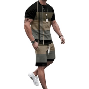 image:imageGORGLITTER Mens Summer Vacation Beach 2 Piece Outfits T Shirt Short SetsMulticolor