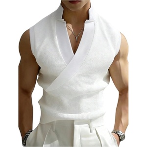 image:imageGORGLITTER Mens Tank Tops V Neck Sleeveless Wrap Tees Shirts Going Out TopWhite