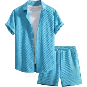 image:imageGORGLITTER Mens Vacation Summer Cruise Outfits 2 Piece Linen Shorts SetsBlue Casual