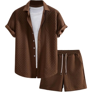 image:imageGORGLITTER Mens Vacation Summer Cruise Outfits 2 Piece Linen Shorts SetsCoffee Brown