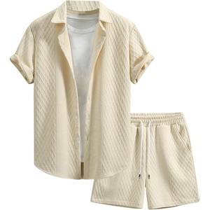 image:imageGORGLITTER Mens Vacation Summer Cruise Outfits 2 Piece Linen Shorts SetsKhaki