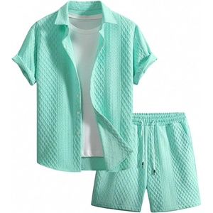 image:imageGORGLITTER Mens Vacation Summer Cruise Outfits 2 Piece Linen Shorts SetsMint Green