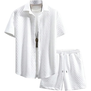 image:imageGORGLITTER Mens Vacation Summer Cruise Outfits 2 Piece Linen Shorts SetsWhite