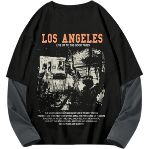 image:imageGORGLITTER Mens Y2k Goth Shirt Graphic Oversized Long Sleeve StreetwearBlack Graphic
