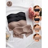 image:imageGORGLITTER Womens 4 Pack Strapless Bras Seamless Padded Bandeau BrasMulticolor Black