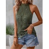 image:imageGORGLITTER Womens Boho Crochet Halter Top Dressy Going Out Tank TopsArmy Green