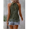 image:imageGORGLITTER Womens Boho Crochet Halter Top Dressy Going Out Tank TopsArmy Green