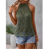 image:imageGORGLITTER Womens Boho Crochet Halter Top Dressy Going Out Tank TopsArmy Green