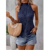 image:imageGORGLITTER Womens Boho Crochet Halter Top Dressy Going Out Tank TopsBlue