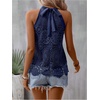 image:imageGORGLITTER Womens Boho Crochet Halter Top Dressy Going Out Tank TopsBlue