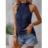 image:imageGORGLITTER Womens Boho Crochet Halter Top Dressy Going Out Tank TopsBlue