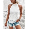 image:imageGORGLITTER Womens Boho Crochet Halter Top Dressy Going Out Tank TopsWhite