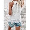 image:imageGORGLITTER Womens Boho Crochet Halter Top Dressy Going Out Tank TopsWhite