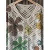 image:imageGORGLITTER Womens Crochet Knit Short Sleeve Sweater Boho V Neck Lightweight Tops Beach Vacation Cruise OutfitGreen