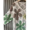 image:imageGORGLITTER Womens Crochet Knit Short Sleeve Sweater Boho V Neck Lightweight Tops Beach Vacation Cruise OutfitGreen