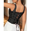 image:imageGORGLITTER Womens Floral Western Corset Lace Up Square Neck Crop Tank TopBlack