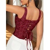 image:imageGORGLITTER Womens Floral Western Corset Lace Up Square Neck Crop Tank TopBurgundy