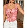 image:imageGORGLITTER Womens Floral Western Corset Lace Up Square Neck Crop Tank TopPink